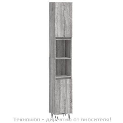 Комплект мебели за баня от 3 части сив сонома инженерно дърво