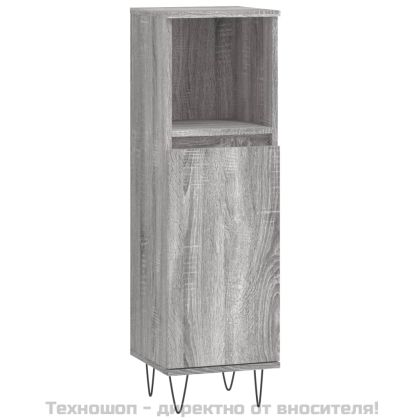 Комплект мебели за баня от 3 части сив сонома инженерно дърво