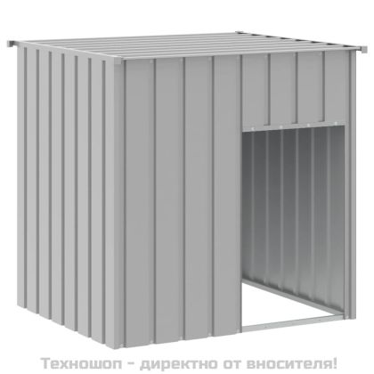 Кучешка къщичка с покрив, светло сива, 110x103x109 см, поцинкована стомана
