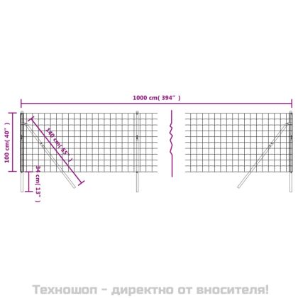 Ограда от телена мрежа антрацит 1x10 м поцинкована стомана