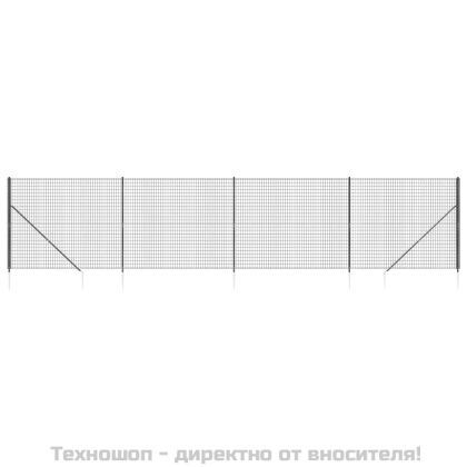 Ограда от телена мрежа с шипове, антрацит, 1,4x10 м