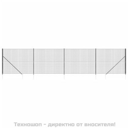 Ограда от телена мрежа с шипове, антрацит, 1,6x10 м