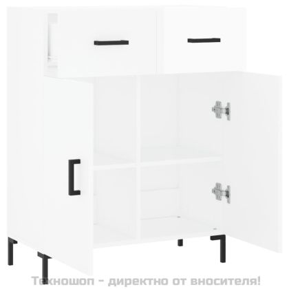 Сайдборд, бял гланц, 69,5x34x90 см, инженерно дърво