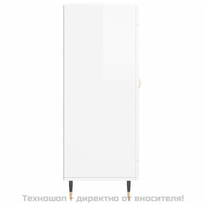 Сайдборд, бял гланц, 69,5x34x90 см, инженерно дърво