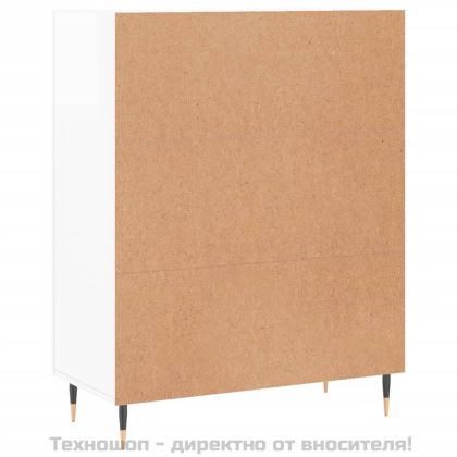 Сайдборд, бял гланц, 69,5x34x90 см, инженерно дърво
