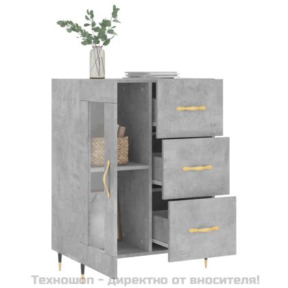 Сайдборд, бетонно сив, 69,5x34x90 см, инженерно дърво