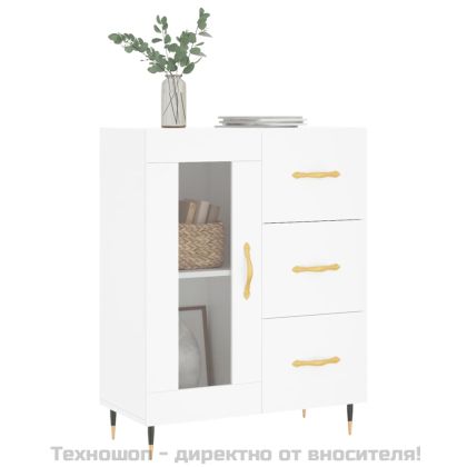 Сайдборд, бял, 69,5x34x90 см, инженерно дърво