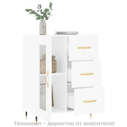 Сайдборд, бял, 69,5x34x90 см, инженерно дърво