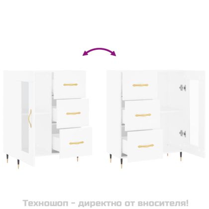 Сайдборд, бял, 69,5x34x90 см, инженерно дърво