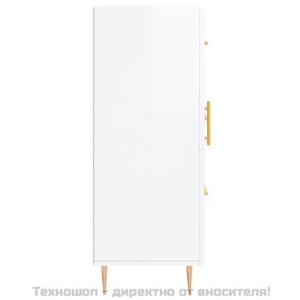 Сайдборд, бял гланц, 69,5x34x90 см, инженерно дърво