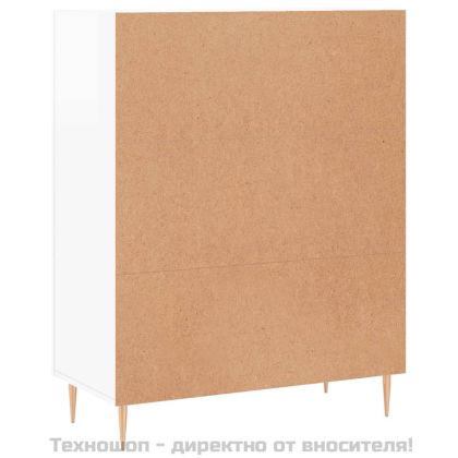 Сайдборд, бял гланц, 69,5x34x90 см, инженерно дърво
