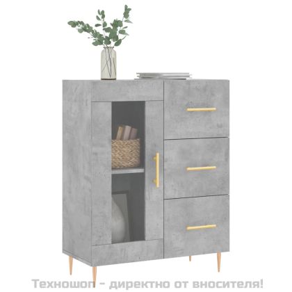 Сайдборд, бетонно сив, 69,5x34x90 см, инженерно дърво