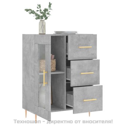 Сайдборд, бетонно сив, 69,5x34x90 см, инженерно дърво