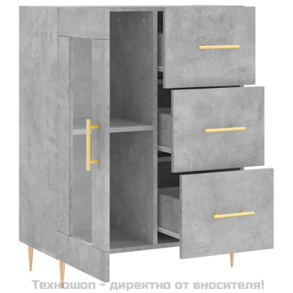 Сайдборд, бетонно сив, 69,5x34x90 см, инженерно дърво