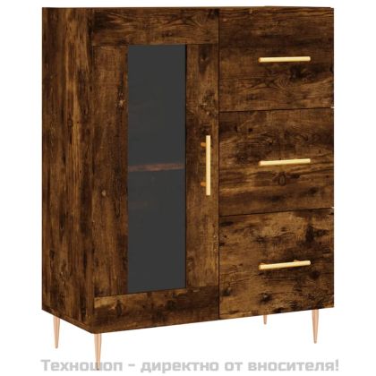 Сайдборд, опушен дъб, 69,5x34x90 см, инженерно дърво