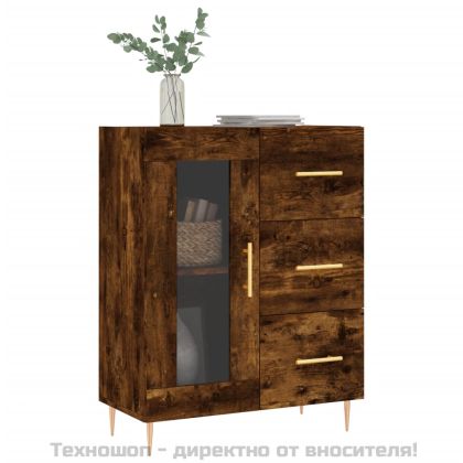 Сайдборд, опушен дъб, 69,5x34x90 см, инженерно дърво