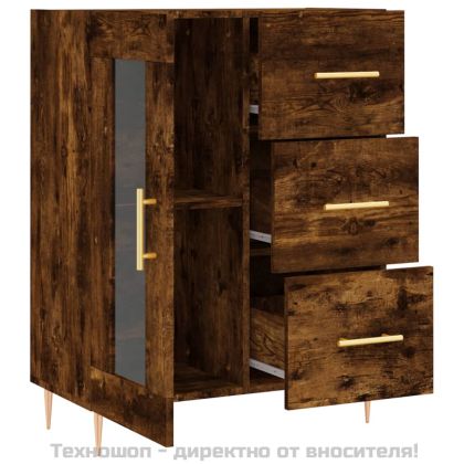 Сайдборд, опушен дъб, 69,5x34x90 см, инженерно дърво