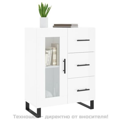 Сайдборд, бял гланц, 69,5x34x90 см, инженерно дърво