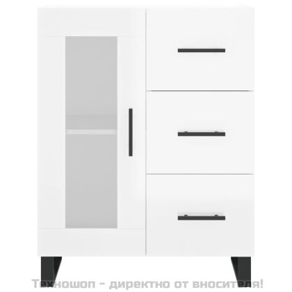 Сайдборд, бял гланц, 69,5x34x90 см, инженерно дърво