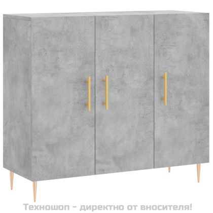 Сайдборд, бетонно сив, 90x34x80 см, инженерно дърво