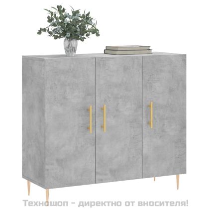 Сайдборд, бетонно сив, 90x34x80 см, инженерно дърво