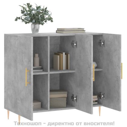 Сайдборд, бетонно сив, 90x34x80 см, инженерно дърво