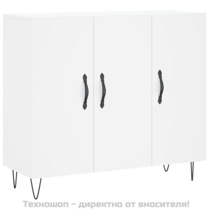 Сайдборд, бял, 90x34x80 см, инженерно дърво