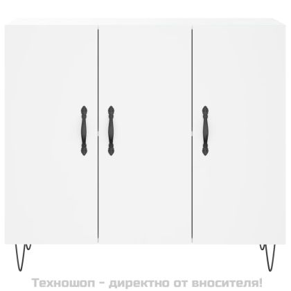 Сайдборд, бял, 90x34x80 см, инженерно дърво