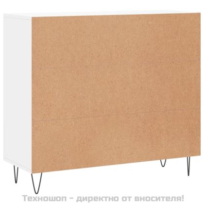 Сайдборд, бял, 90x34x80 см, инженерно дърво
