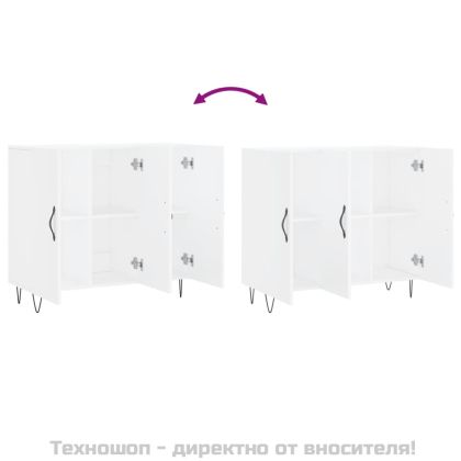 Сайдборд, бял, 90x34x80 см, инженерно дърво