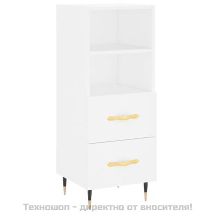 Сайдборд, бял, 34,5x34x90 см, инженерно дърво