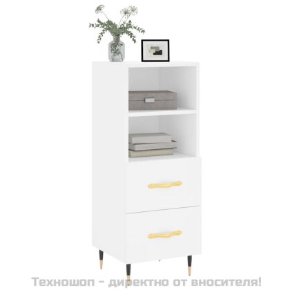 Сайдборд, бял, 34,5x34x90 см, инженерно дърво