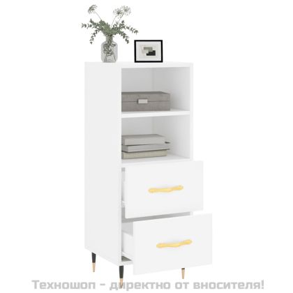 Сайдборд, бял, 34,5x34x90 см, инженерно дърво