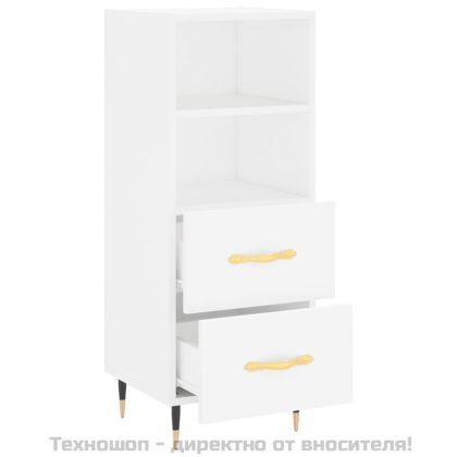 Сайдборд, бял, 34,5x34x90 см, инженерно дърво