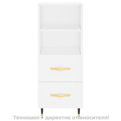 Сайдборд, бял, 34,5x34x90 см, инженерно дърво