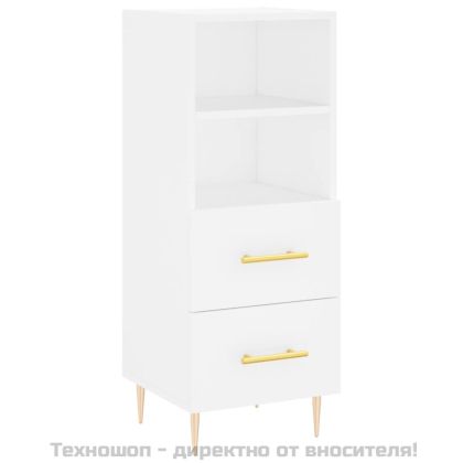 Сайдборд, бял, 34,5x34x90 см, инженерно дърво