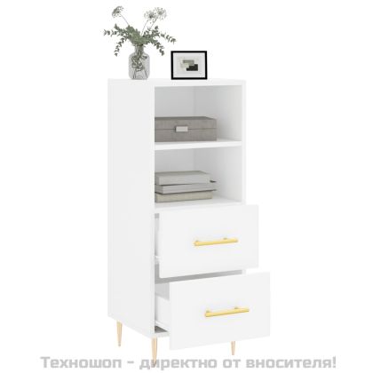 Сайдборд, бял, 34,5x34x90 см, инженерно дърво