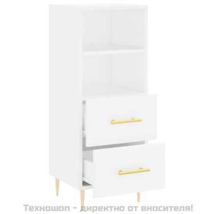 Сайдборд, бял, 34,5x34x90 см, инженерно дърво