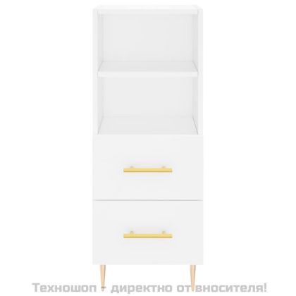 Сайдборд, бял, 34,5x34x90 см, инженерно дърво