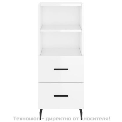 Сайдборд, бял гланц, 34,5x34x90 см, инженерно дърво