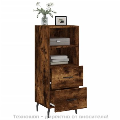 Сайдборд, опушен дъб, 34,5x34x90 см, инженерно дърво