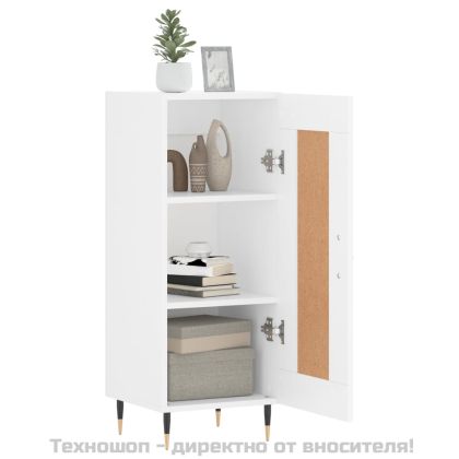 Сайдборд, бял, 34,5x34x90 см, инженерно дърво