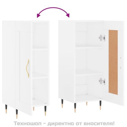 Сайдборд, бял, 34,5x34x90 см, инженерно дърво