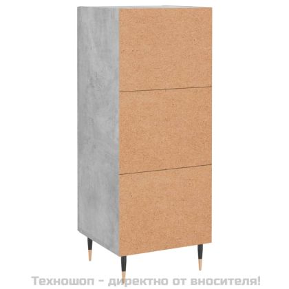 Сайдборд, бетонно сив, 34,5x34x90 см, инженерно дърво