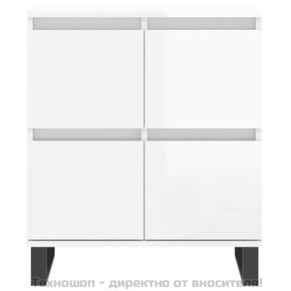 Сайдборд, бял гланц, 60x35x70 см, инженерно дърво