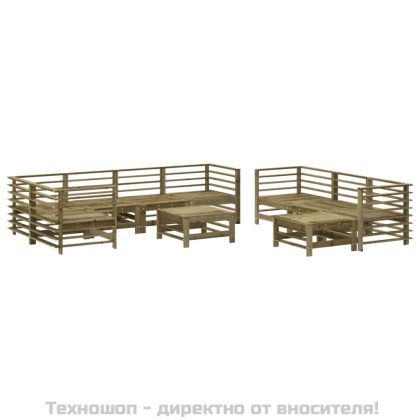 Градински лаундж комплект 10части с възглавници импрегниран бор