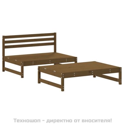Градински комплект 2 части възглавници меденокафяв дърво масив