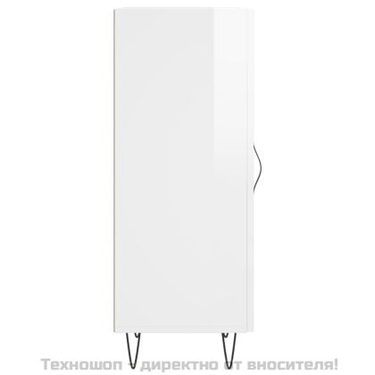 Сайдборд, бял гланц, 34,5x34x90 см, инженерно дърво