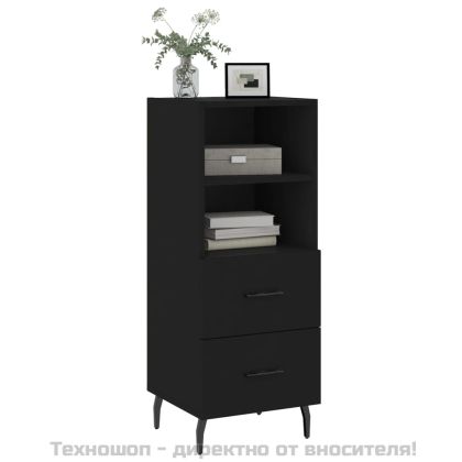 Сайдборд, черен, 34,5x34x90 см, инженерно дърво