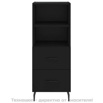 Сайдборд, черен, 34,5x34x90 см, инженерно дърво